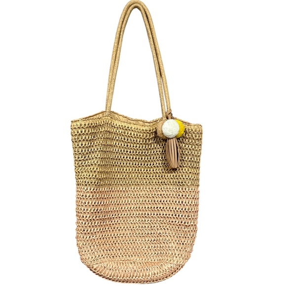 ⚫️⚫️ OLD NAVY COLOR-BLOCKED STRAW TOTE - Picture 1 of 9